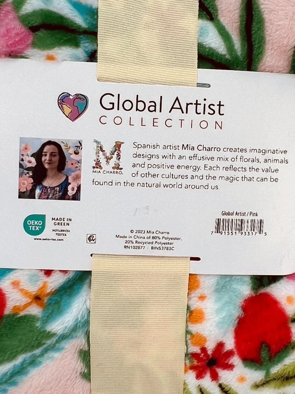 Global Artist Collection x Mia Charro Throw Blanket NWT Cottage Boho Floral Cozy